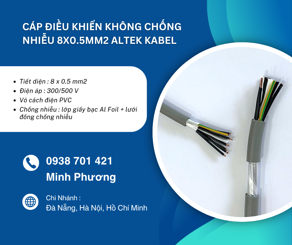 Cáp điều khiển không chống nhiễu 8x0.5mm² – Giá tốt, chất lượng ổn định